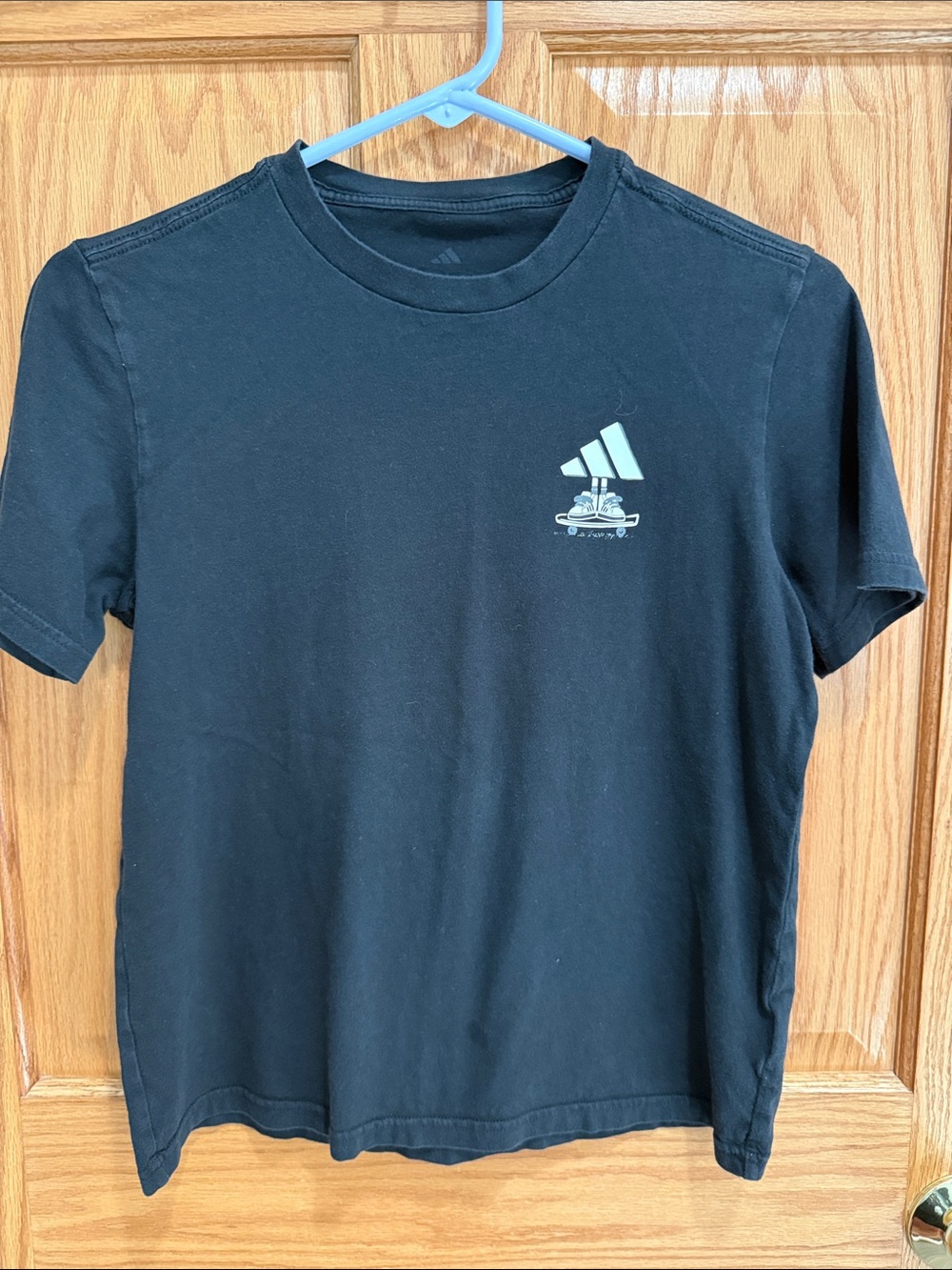 adidas Black Short Sleeve Tee with Small Chest Graphic